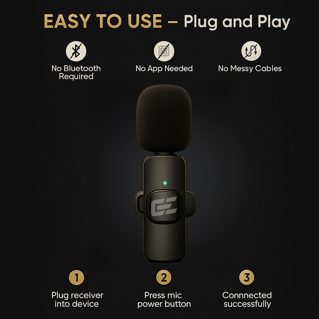 Eavesdrop Mic – Wireless Microphone for Content Creators, Sports & Everyday Filming